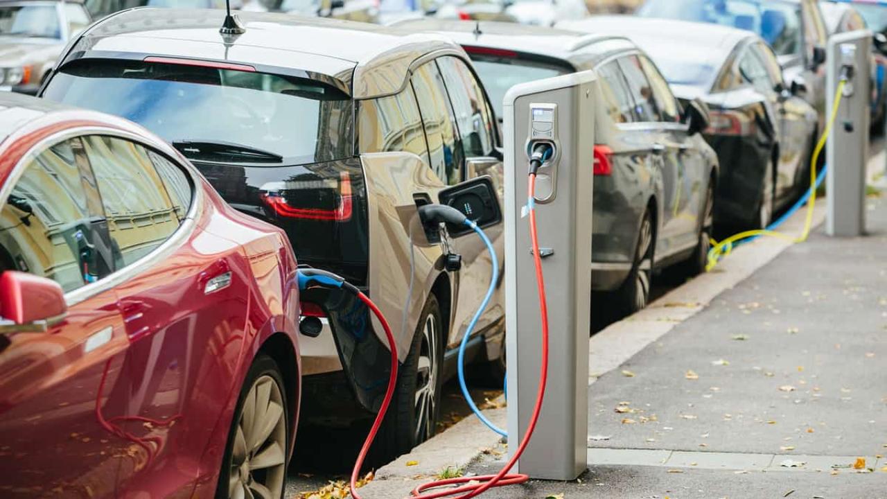 Various types of electric vehicles plugged-in to charge