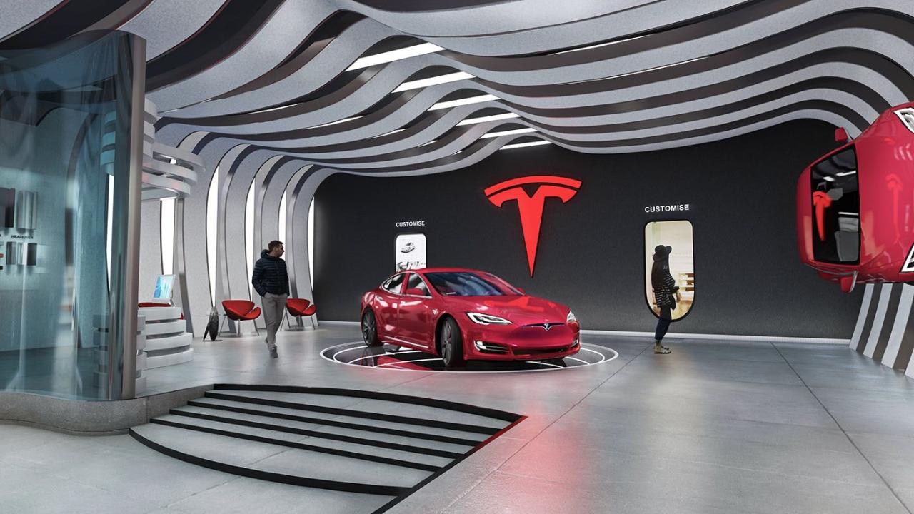 tesla in show room