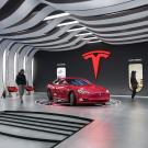 tesla in show room